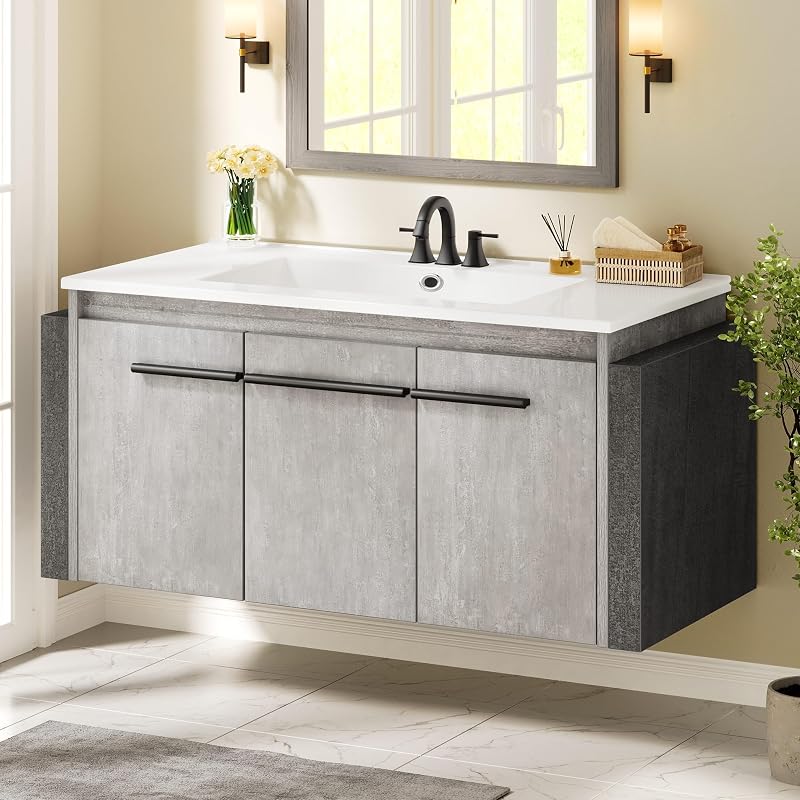 Tocador baño con lavabo cerámica 36"