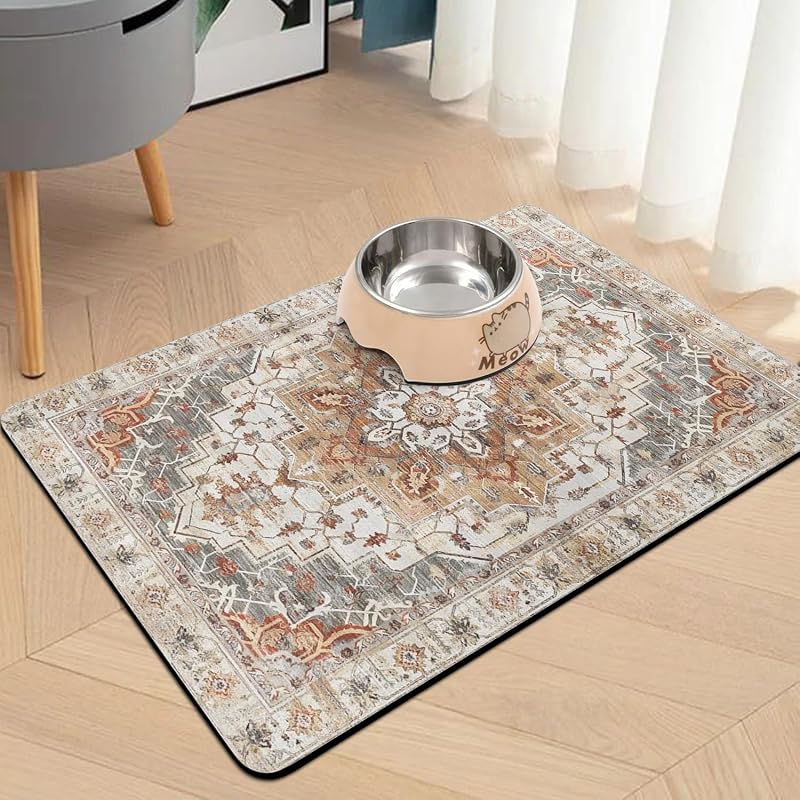 Tapete absorbente para perros y gatos dispensador comida agua