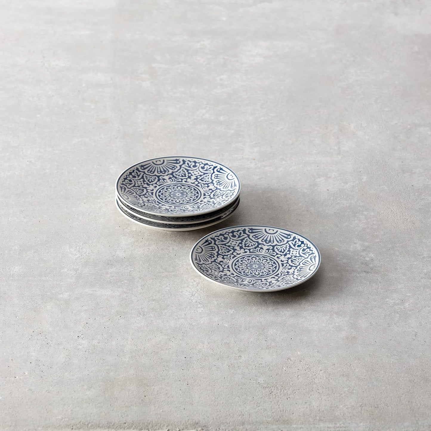 Plato sin borde 6.25pulg para pan y mantequilla 4uds azul