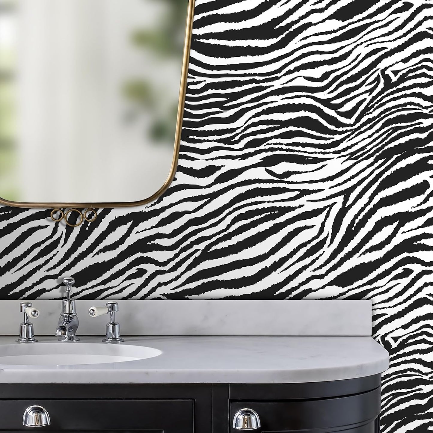 Papel tapiz cebra prepegado blanco y negro moderno