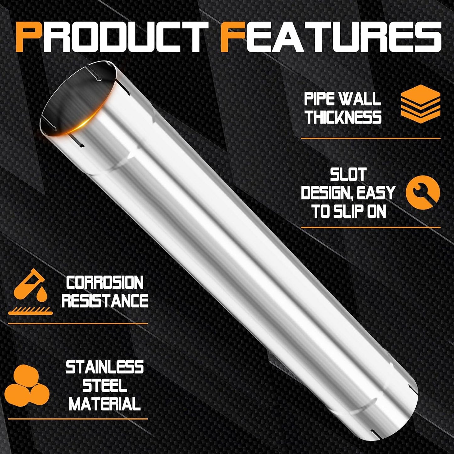 Tubo escape recto acero inox 5" y 30"