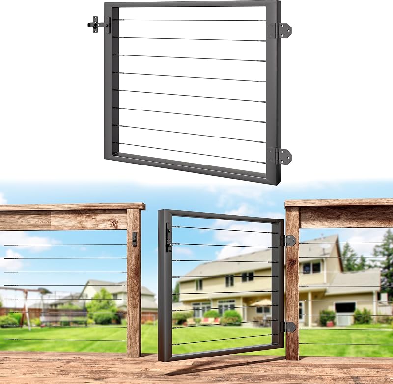 Puerta valla acero inox integrada para barandilla cable