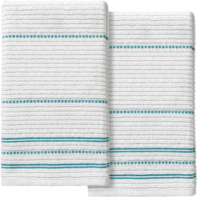 Set 2 Toallas cocina 16x27pulg algodón absorbente teal