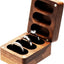 Caja madera nogal soporte anillos boda interior negro