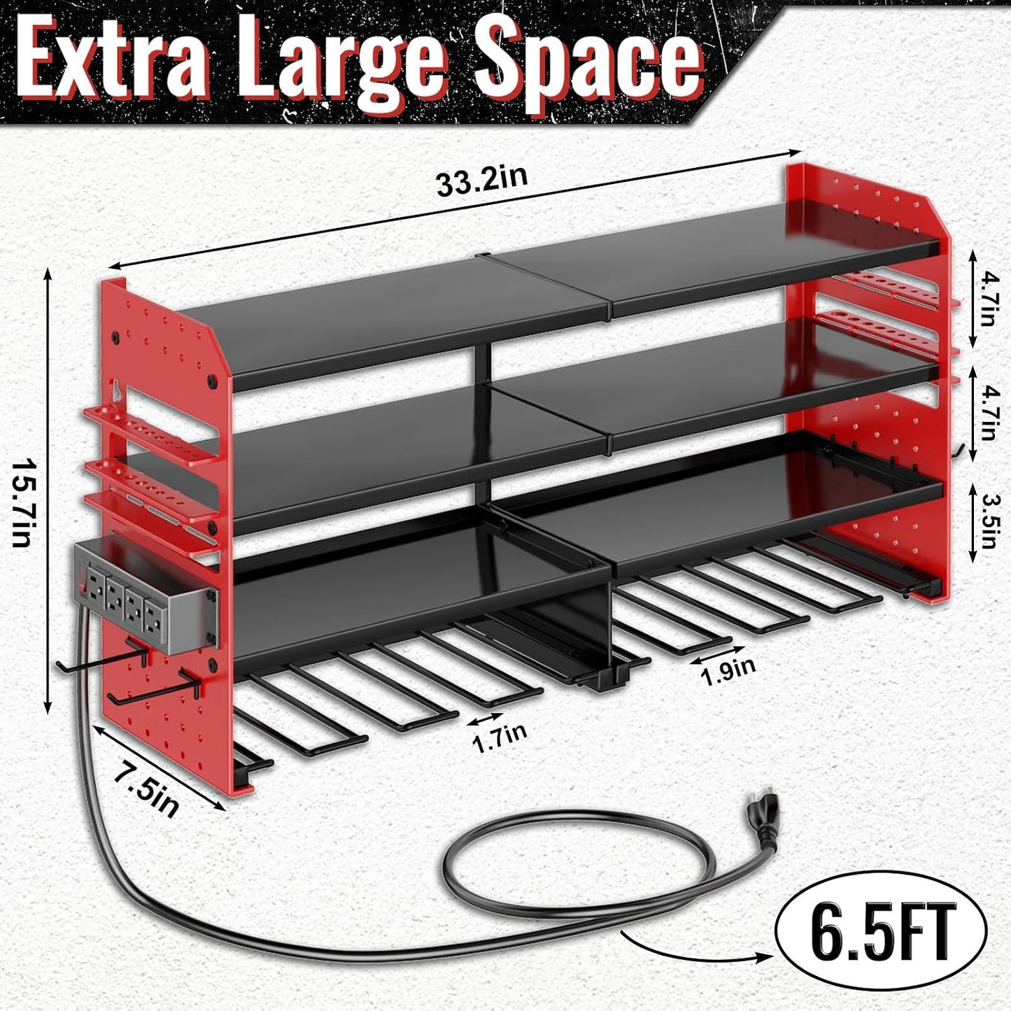 Organiz. herramientas eléctricas soporte pared metal 4 capas