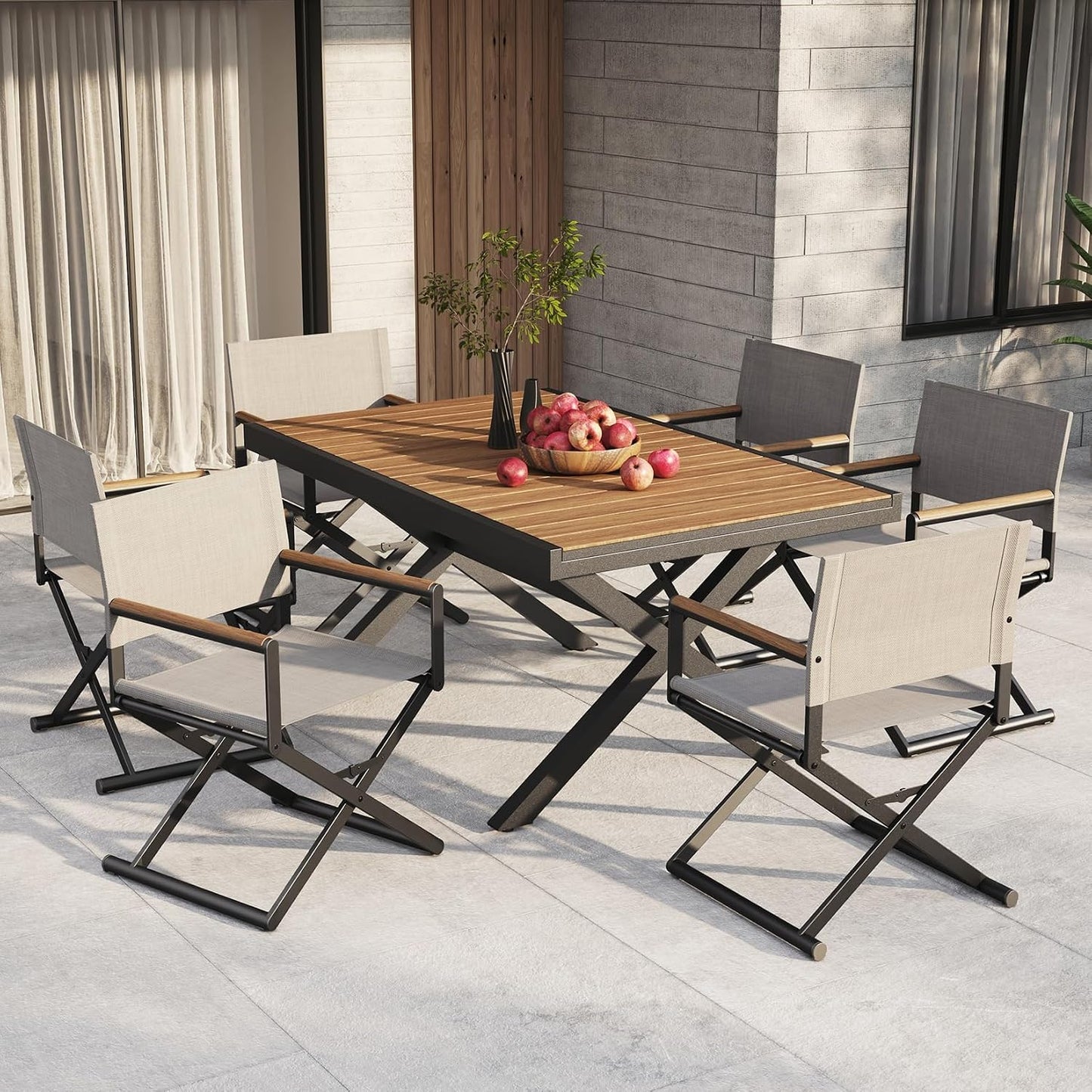 4 Sillas Director Anchas Plegables Madera Gris