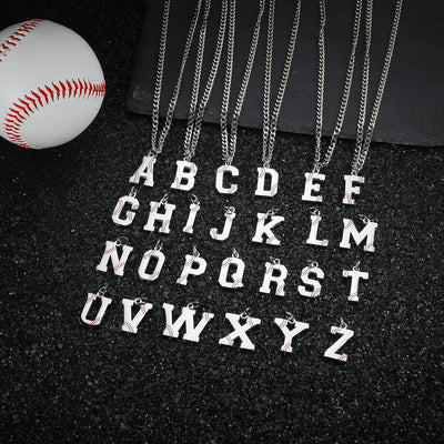 Collar iniciales béisbol cadena acero inox 22" hombre