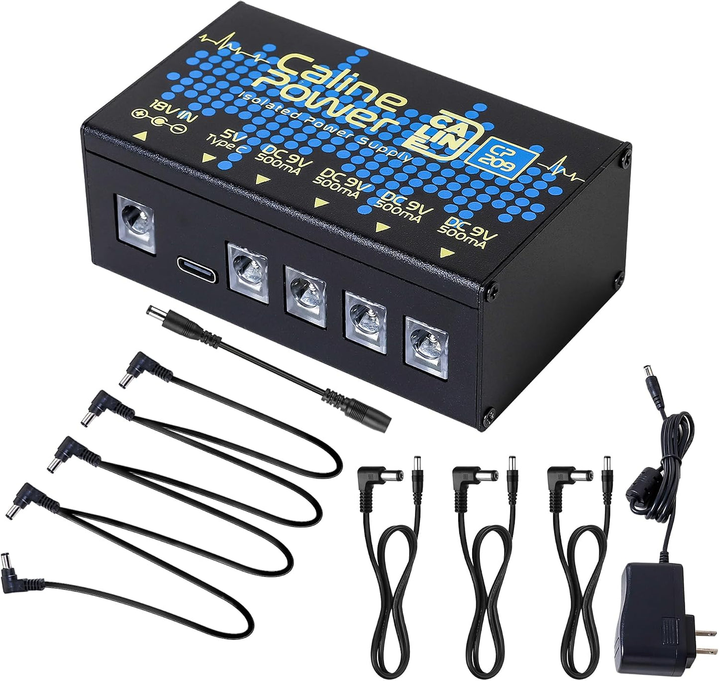 Fuente alimentación pedal guitarra 9V 500mA salida tipo C
