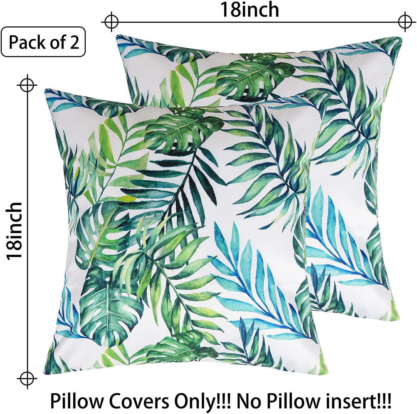 2 Fundas Almohada Decorativas Impermeables 18x18" Exteriores