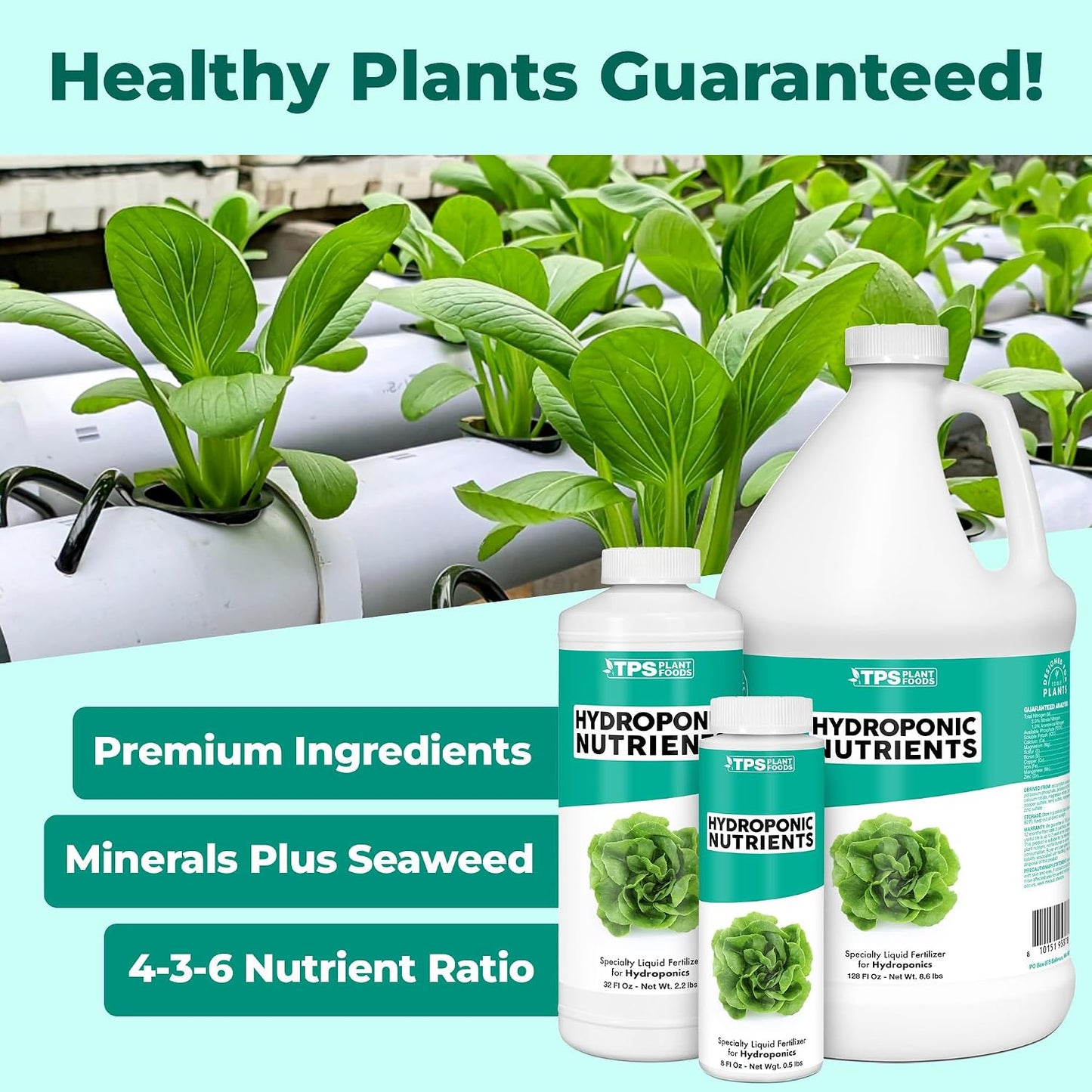 Alimento líquido hidropónico 32oz para plantas comestibles