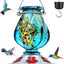 Comedero colibrí vidrio azul con foso hormigas 22oz