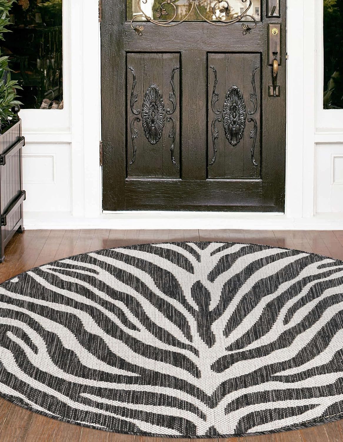 Alfombra Tsavo redonda 4ft1" blanco/negro