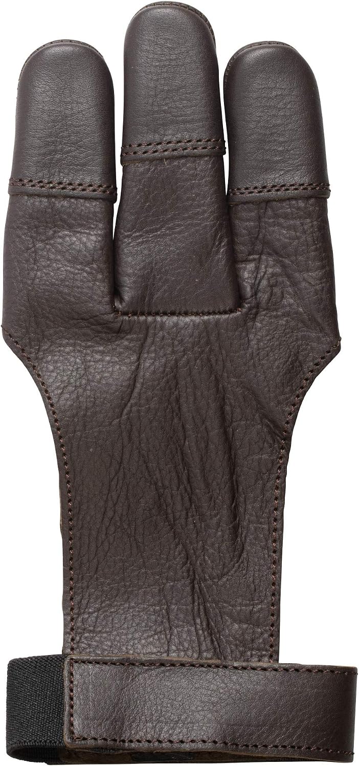 Guante tiro arco cuero 3 dedos negro grande