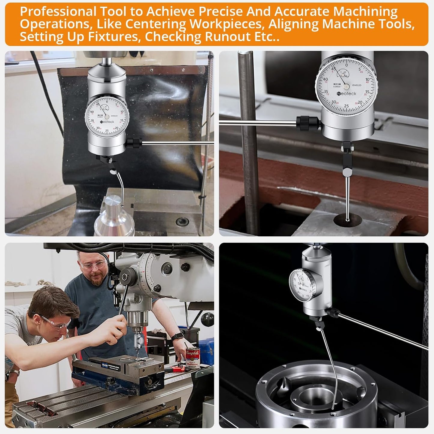 Indicador coaxial 0-0.15" dial estuche fresadora plata