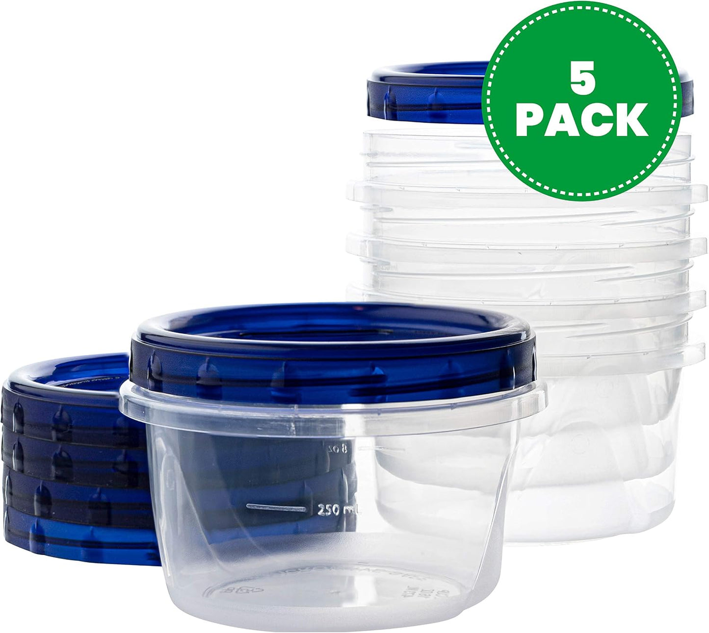 5 Pzas Contenedor Delicatessen 16oz Tapas Azules
