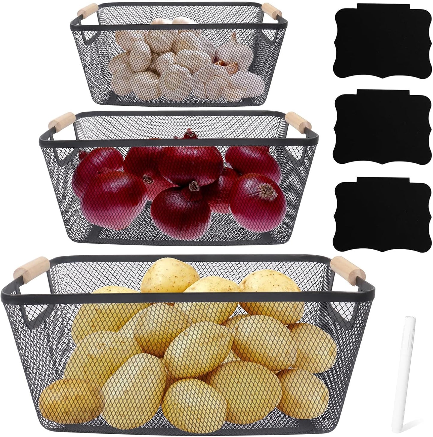 Contenedor cesta madera para papas cebolla y ajo