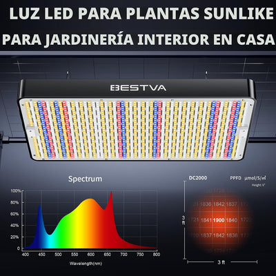 Luz Led 2000W espectro completo para cultivo hidropónico