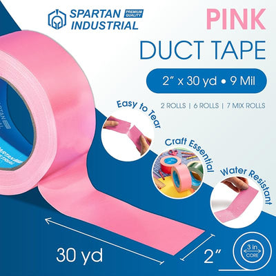 Cinta adhesiva rosa 2x30 yardas 9 mil sin residuos