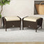 2 Otomanas Mimbre Exterior con Cojines Beige