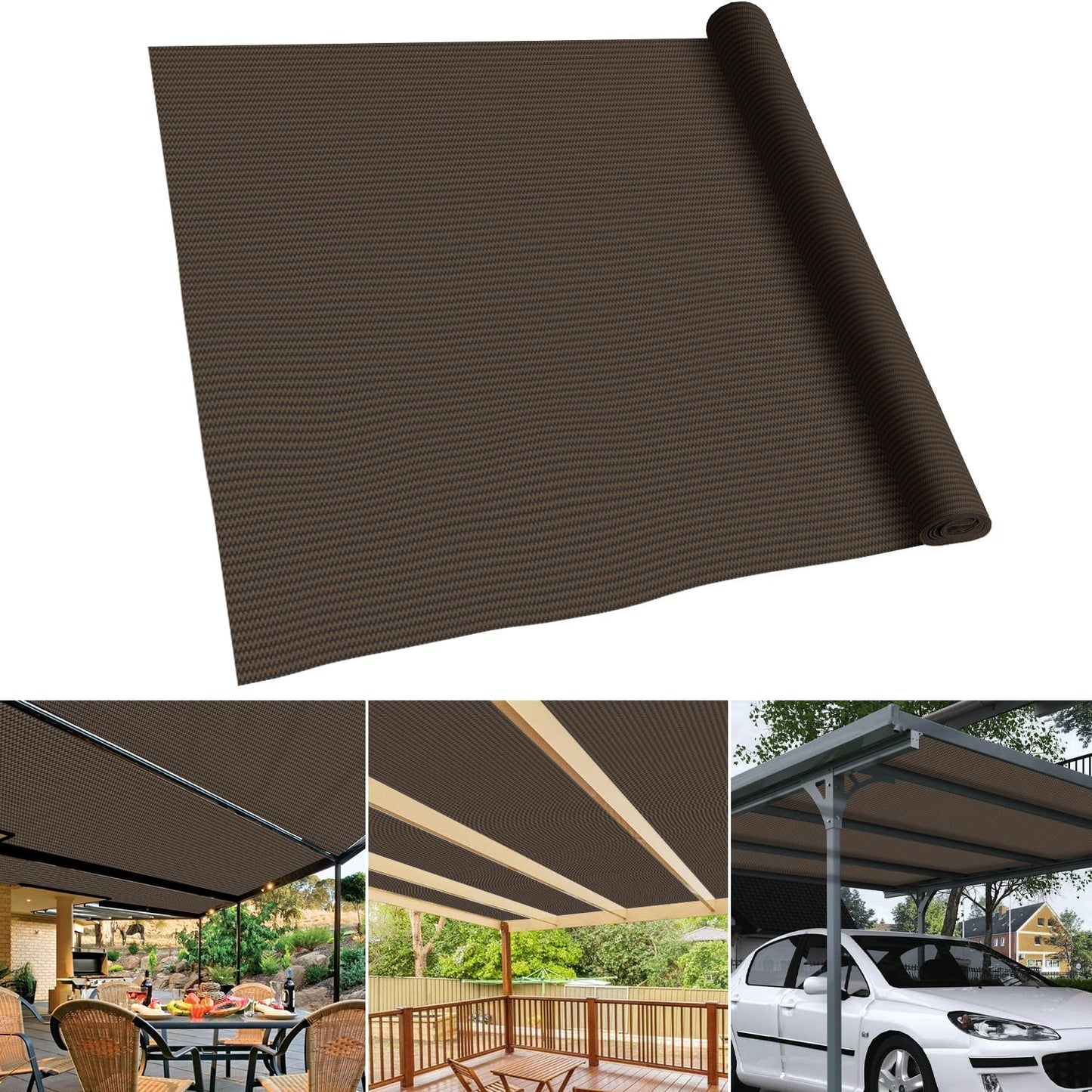 Rollo tela sombra 8x15ft toldo UV patio jardín marrón