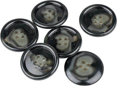 6 Botones Redondos Melamina 44L 4 Agujeros Caqui Negro