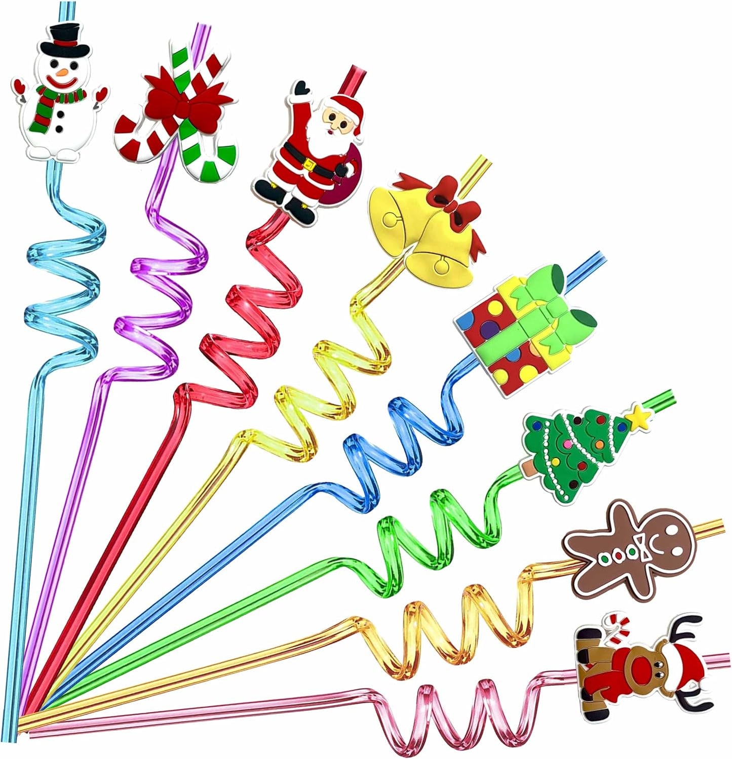 24 Popotes Temáticos Navidad con Campanas Papá Noel y Muñeco Nieve