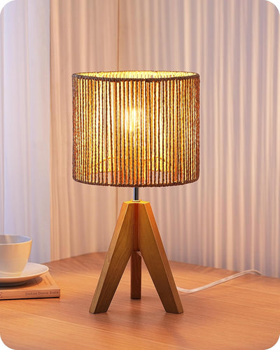 Lámpara mesa ratán estilo boho para sala oficina E26