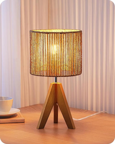 Lámpara mesa ratán estilo boho para sala oficina E26