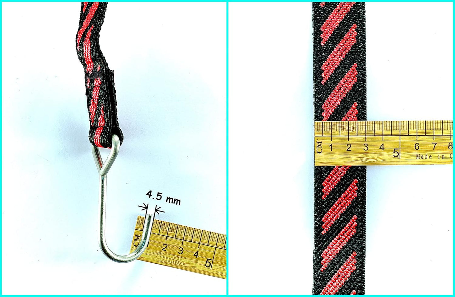 Cuerda elástica plana con ganchos acero 67-126" bicicleta