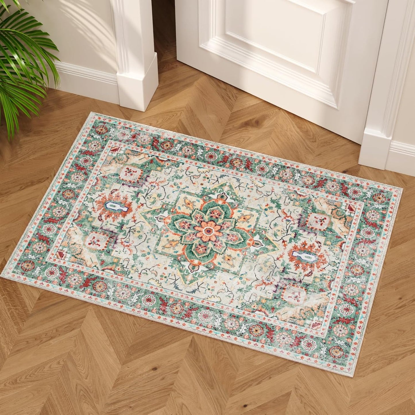 Alfombra vintage entrada 2x3ft antideslizante suave