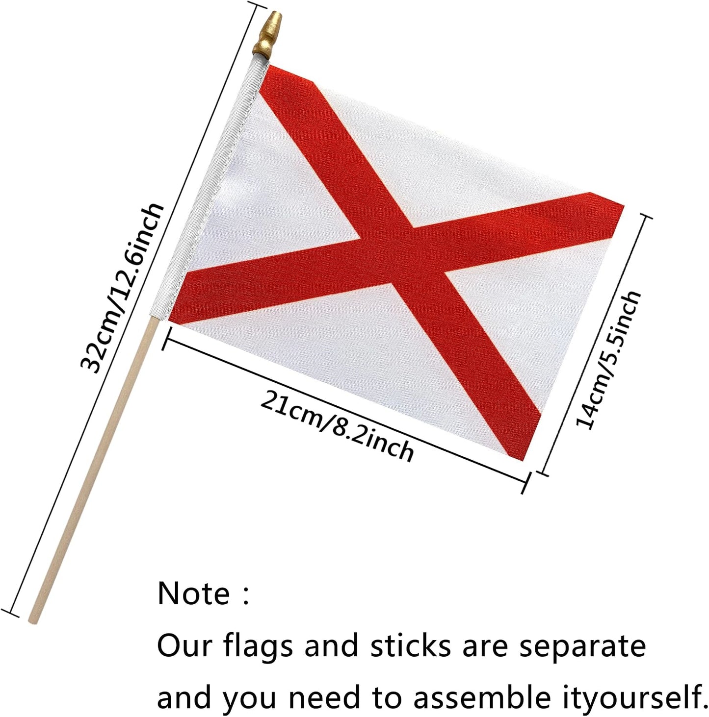 Bandera Alabama madera 5x8pulg set 12