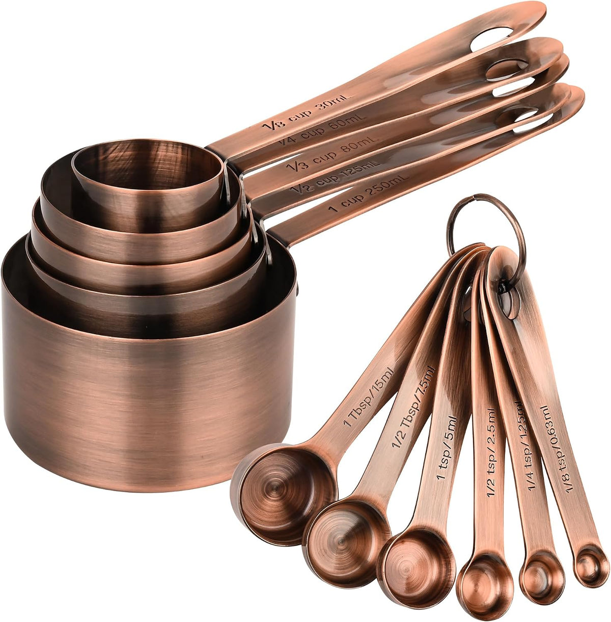 Set 5 Tazas y 6 Cucharas Medidoras Acero Inox