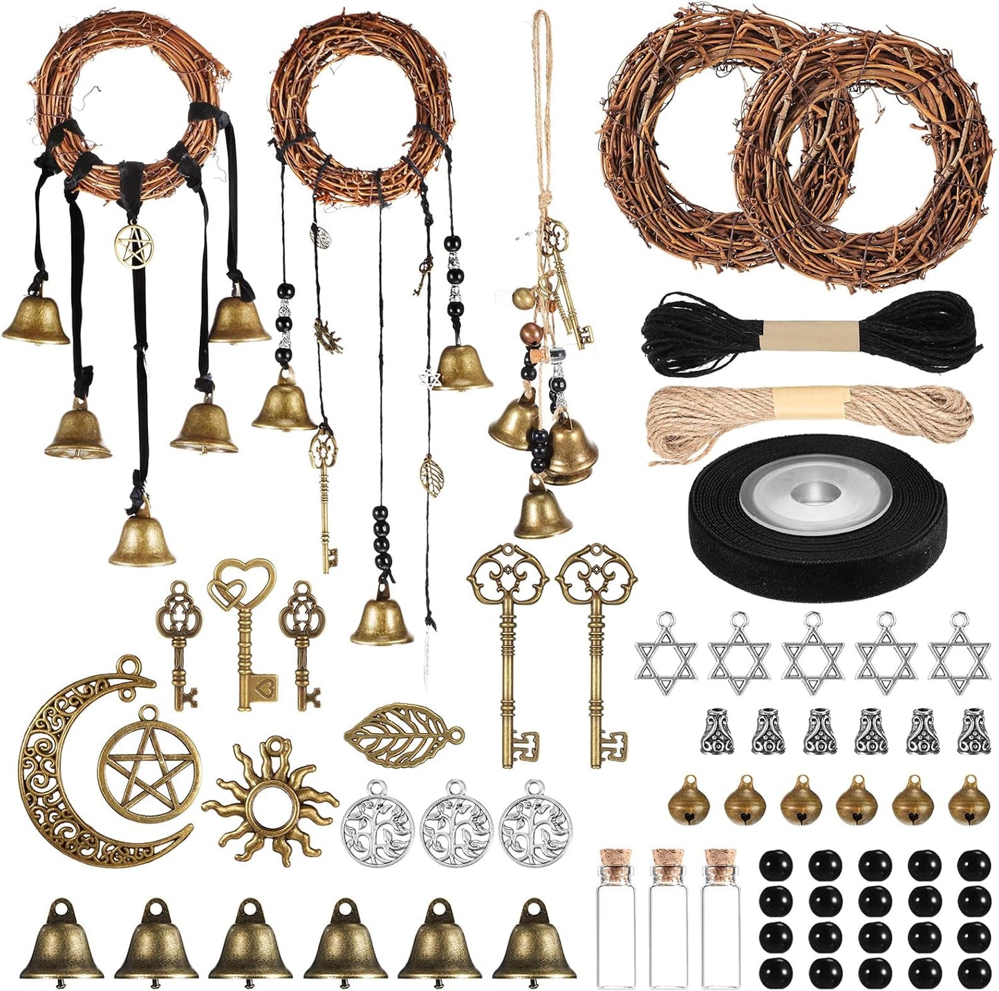 Kit 62 Pzas Campanas Bruja para Pomo Puerta Decoración