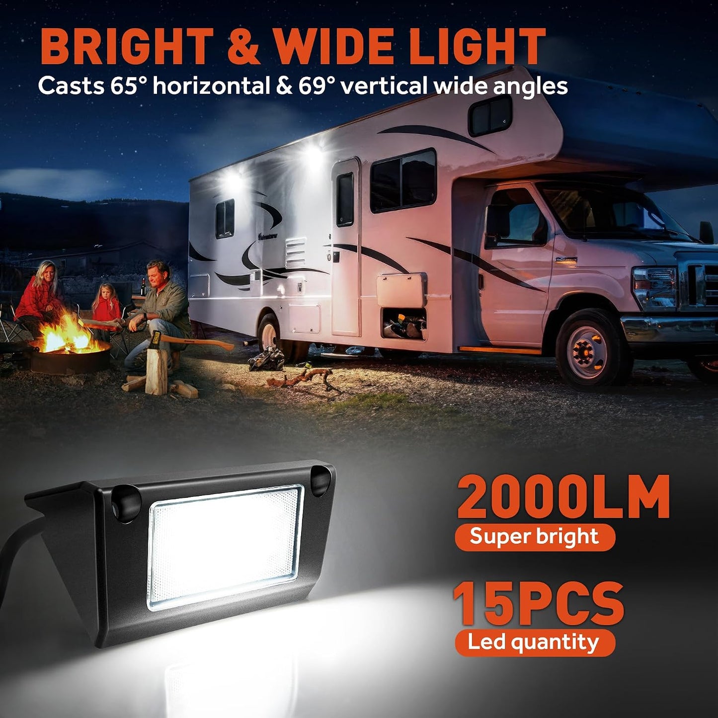 Luz LED para porche exterior RV impermeable 5pulg 2000lm