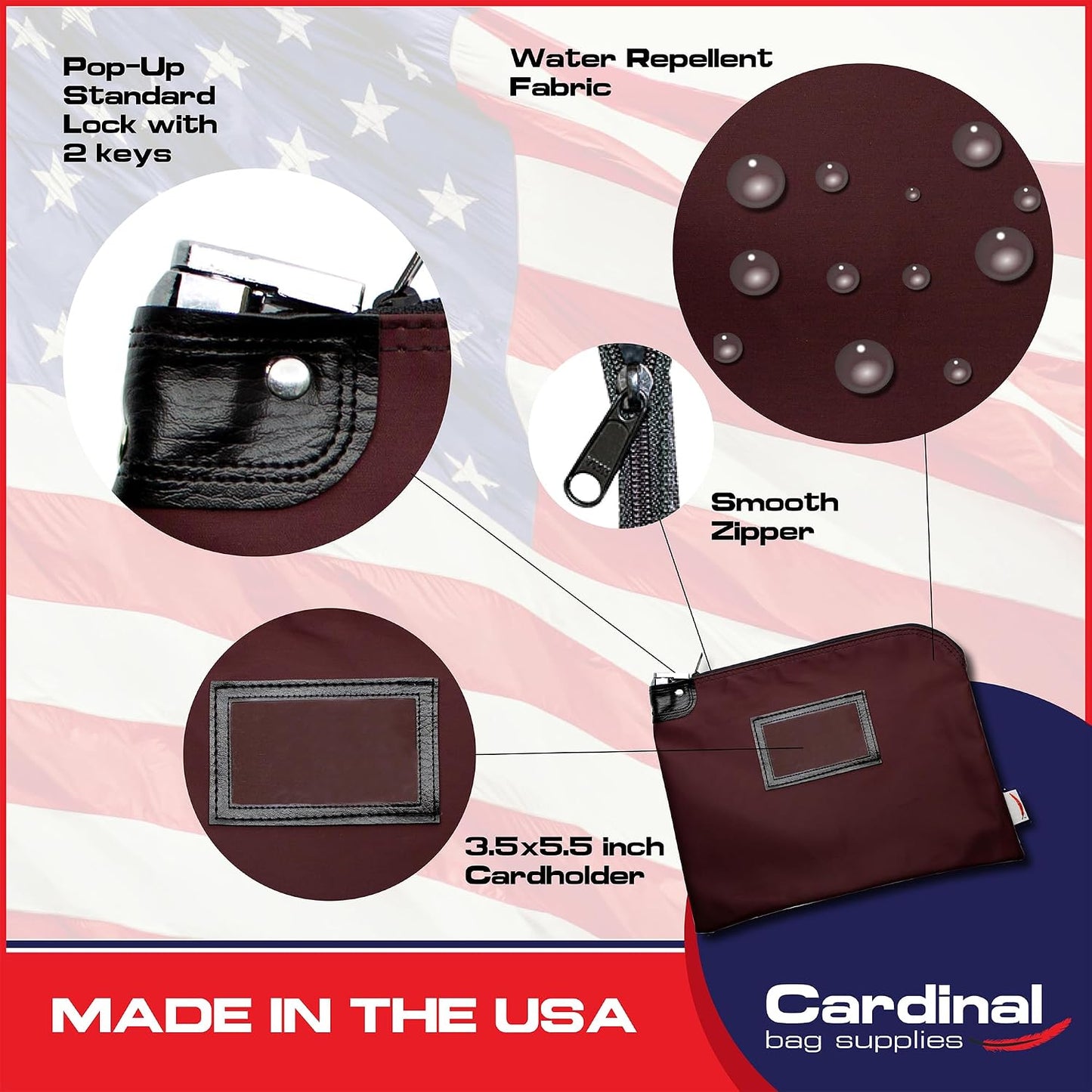 Bolsa seguridad documentos con cerradura llave 11x15pulg