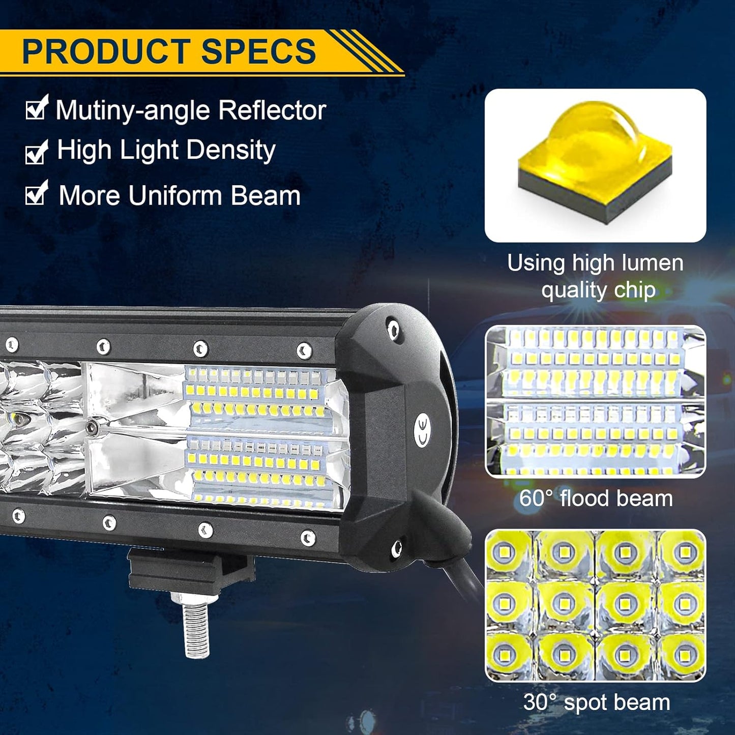 Barra luz LED 22" 324W impermeable ATV AWD