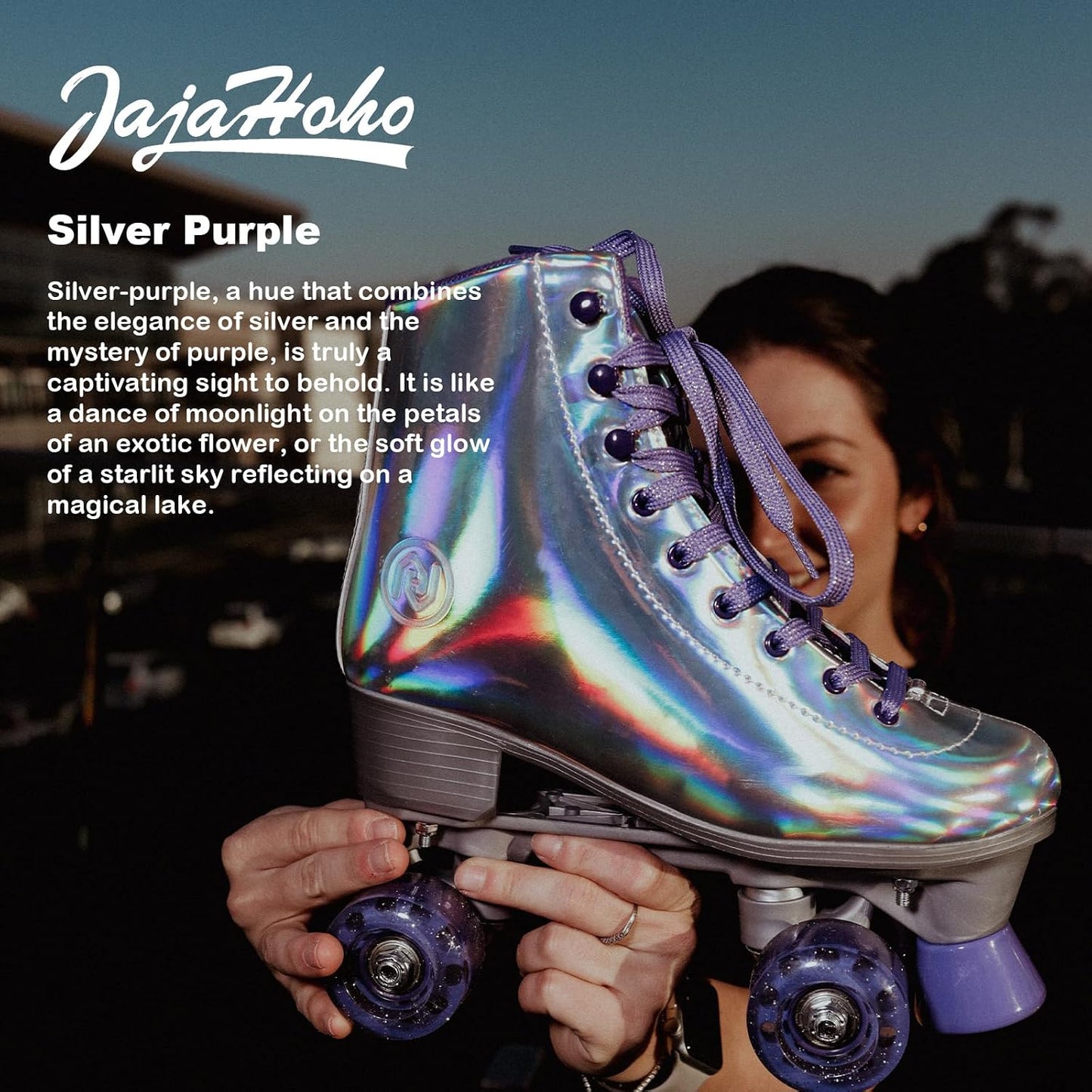 Patines mujer piel sintética holográfica 4 ruedas