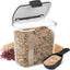 Contenedor plástico 2.5qt para grano tapa bisagra transparente