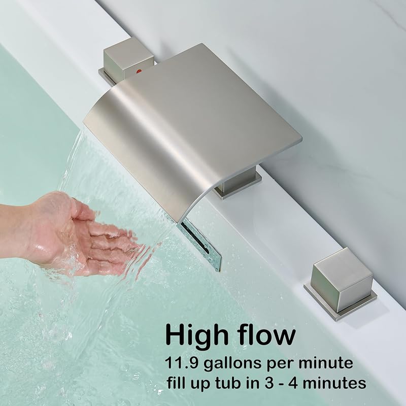 Grifo bañera cubierta níquel cepillado 2 manijas