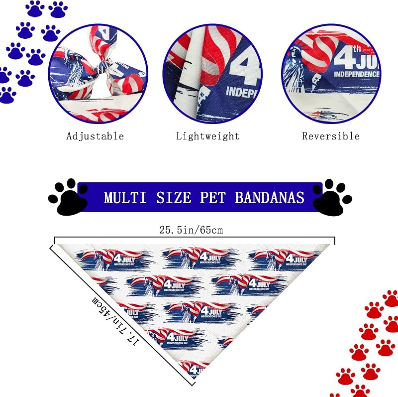 Juego bandanas perro 4 de Julio y coletero blanca duradera