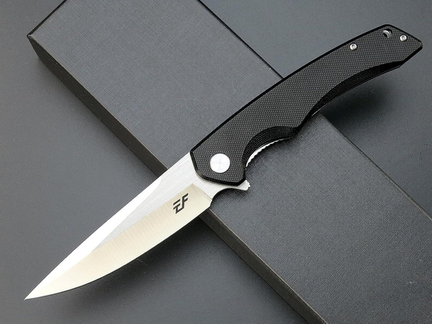 Cuchillo plegable EDC D2 G10 negro para camping