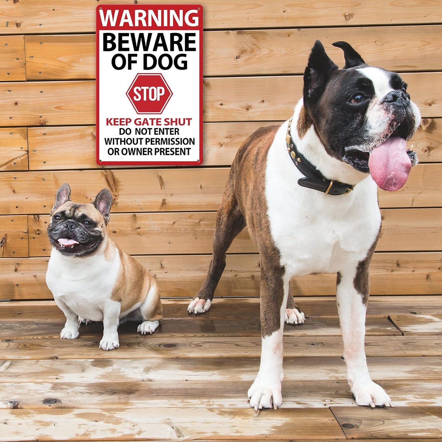 2 Letreros Advertencia Beware of Dog 12x8" Hogar Jardín