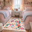 Alfombra floral antiderrap sala dormitorio rosa