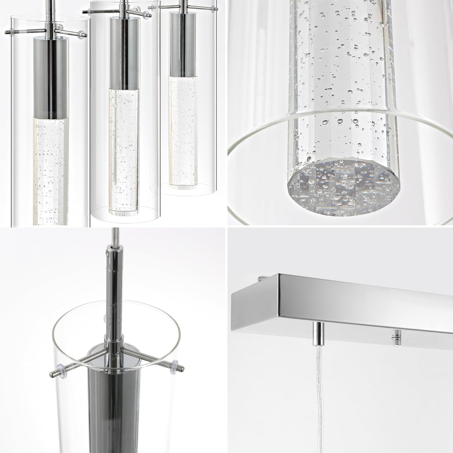 Lámpara colgante LED cromada 21.63pulg vidrio