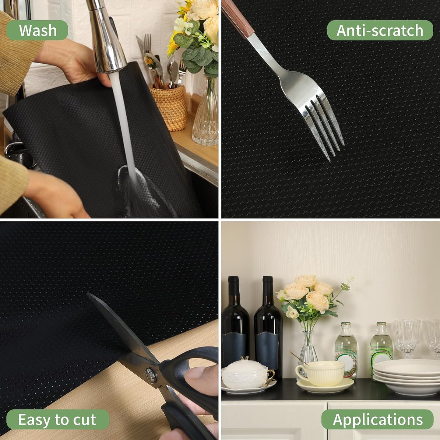 Forro estantes 24" x20ft antiadherente EVA negro