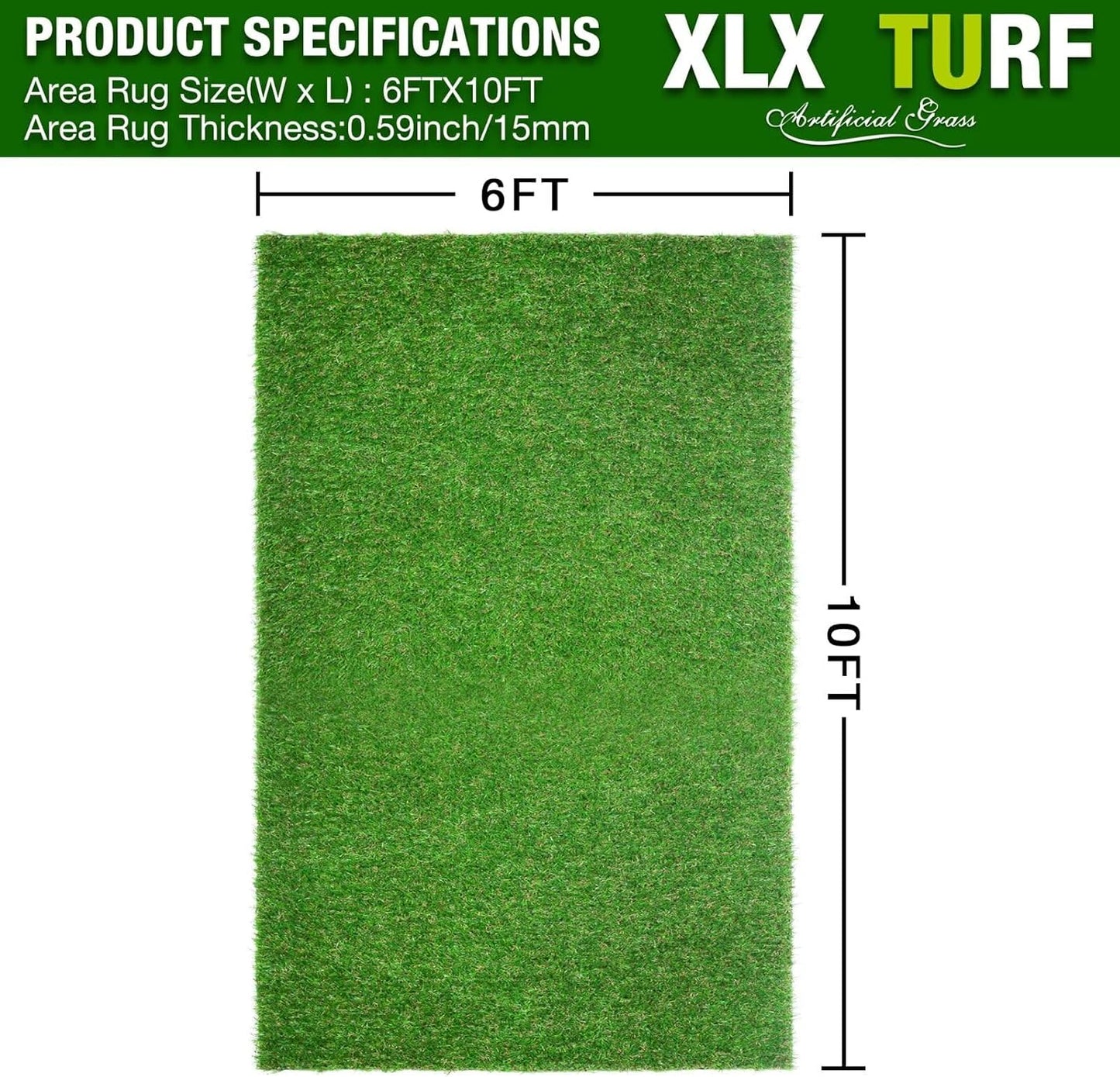 Alfombra césped artificial 6x10ft interior y exterior
