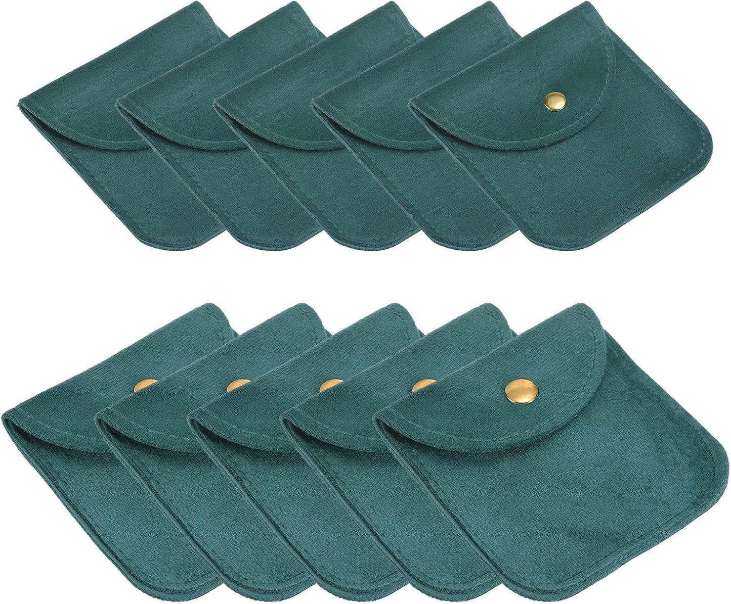 Bolsas terciopelo suave con botón para joyas 10 pzas azul lago