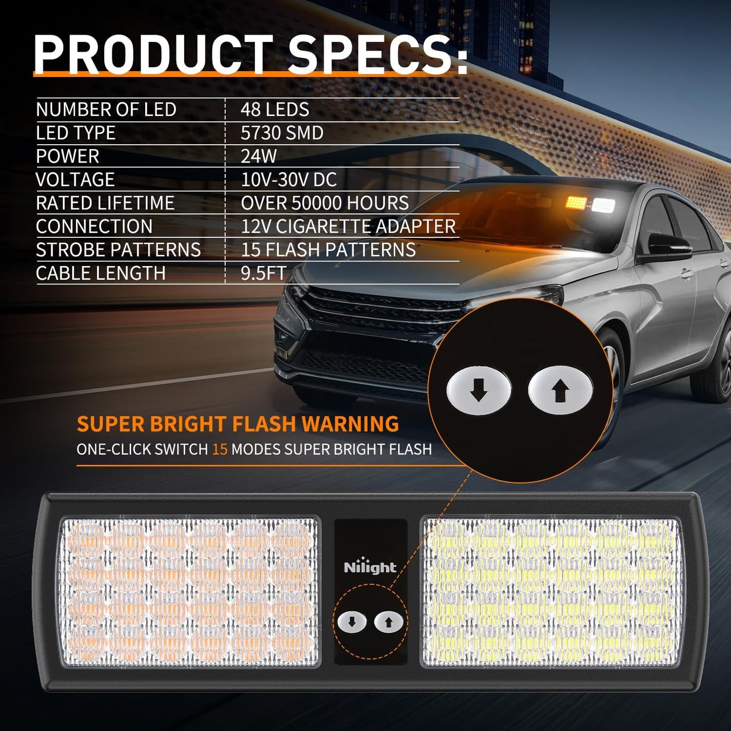 Luces estroboscópicas visera 48LED para vehículos emergencia