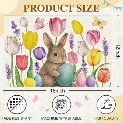 Juego de 6 manteles individuales de tulipán lavanda 12 x 18 pulgadas para bodas y fiestas