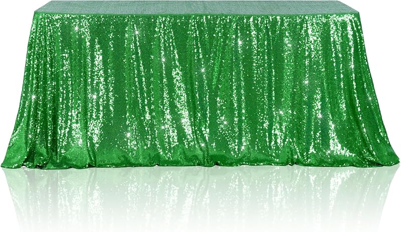 Mantel rectangular lentejuelas verde 50x80pulg decoración fiestas